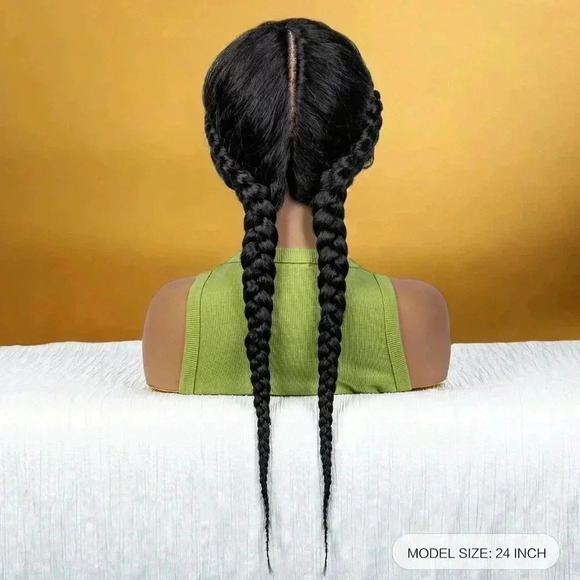 Braided  lace Wig -  elegant 2 feeding cornrows, Natural Baby Hair, NWT - Picture 3 of 9